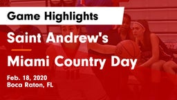 Saint Andrew's  vs Miami Country Day  Game Highlights - Feb. 18, 2020