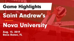 Saint Andrew's  vs Nova University  Game Highlights - Aug. 15, 2019