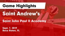 Saint Andrew's  vs Saint John Paul II Academy Game Highlights - Sept. 7, 2019