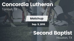 Matchup: Concordia Lutheran vs. Second Baptist  2016
