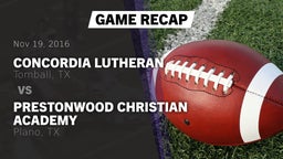 Recap: Concordia Lutheran  vs. Prestonwood Christian Academy 2016