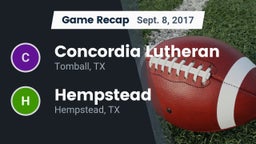 Recap: Concordia Lutheran  vs. Hempstead  2017