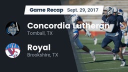 Recap: Concordia Lutheran  vs. Royal  2017