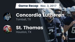 Recap: Concordia Lutheran  vs. St. Thomas  2017