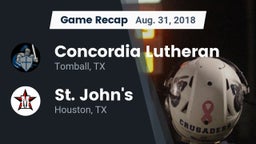 Recap: Concordia Lutheran  vs. St. John's  2018