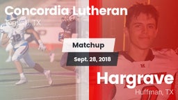 Matchup: Concordia Lutheran vs. Hargrave  2018