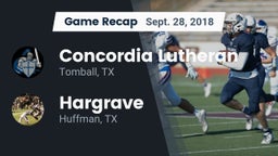 Recap: Concordia Lutheran  vs. Hargrave  2018