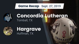 Recap: Concordia Lutheran  vs. Hargrave  2019