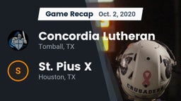Recap: Concordia Lutheran  vs. St. Pius X  2020