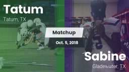 Matchup: Tatum  vs. Sabine  2018