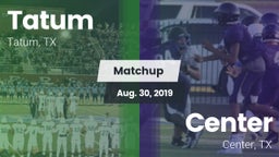 Matchup: Tatum  vs. Center  2019