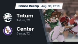 Recap: Tatum  vs. Center  2019