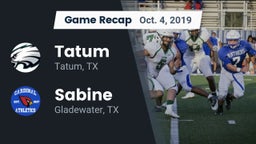 Recap: Tatum  vs. Sabine  2019