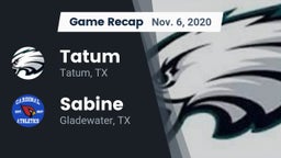Recap: Tatum  vs. Sabine  2020