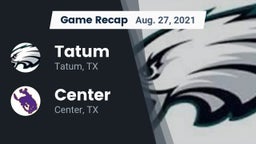 Recap: Tatum  vs. Center  2021