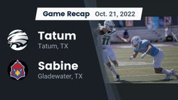 Recap: Tatum  vs. Sabine  2022