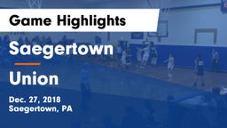 Saegertown  vs Union  Game Highlights - Dec. 27, 2018