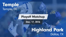 Matchup: Temple  vs. Highland Park  2016