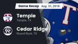 Recap: Temple  vs. Cedar Ridge  2018