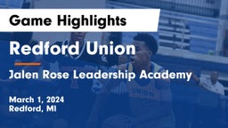 Redford Union  vs Jalen Rose Leadership Academy Game Highlights - March 1, 2024