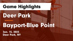Deer Park  vs Bayport-Blue Point  Game Highlights - Jan. 15, 2023
