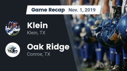 Recap: Klein  vs. Oak Ridge  2019