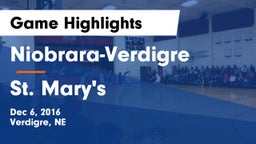 Niobrara-Verdigre  vs St. Mary's  Game Highlights - Dec 6, 2016