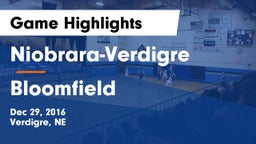 Niobrara-Verdigre  vs Bloomfield  Game Highlights - Dec 29, 2016
