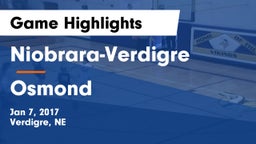 Niobrara-Verdigre  vs Osmond  Game Highlights - Jan 7, 2017