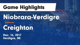 Niobrara-Verdigre  vs Creighton  Game Highlights - Dec. 16, 2017