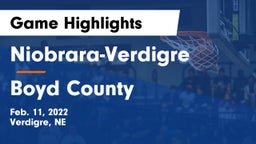 Niobrara-Verdigre  vs Boyd County Game Highlights - Feb. 11, 2022