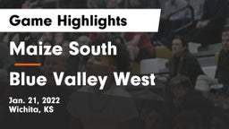 Maize South  vs Blue Valley West  Game Highlights - Jan. 21, 2022