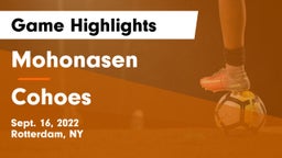 Mohonasen  vs Cohoes  Game Highlights - Sept. 16, 2022