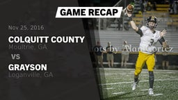 Recap: Colquitt County  vs. Grayson  2016