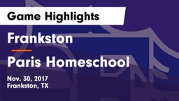 Frankston  vs Paris Homeschool Game Highlights - Nov. 30, 2017