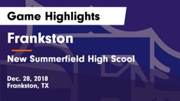 Frankston  vs New Summerfield High Scool Game Highlights - Dec. 28, 2018