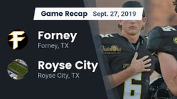 Recap: Forney  vs. Royse City  2019
