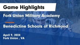 Fork Union Military Academy vs Benedictine Schools of Richmond Game Highlights - April 9, 2024