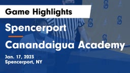 Spencerport  vs Canandaigua Academy  Game Highlights - Jan. 17, 2023