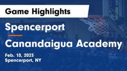 Spencerport  vs Canandaigua Academy  Game Highlights - Feb. 10, 2023
