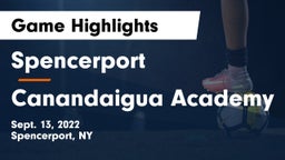 Spencerport  vs Canandaigua Academy  Game Highlights - Sept. 13, 2022