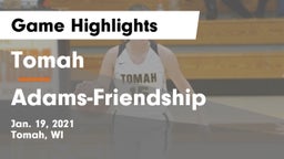 Tomah  vs Adams-Friendship  Game Highlights - Jan. 19, 2021