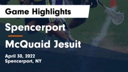 Spencerport  vs McQuaid Jesuit  Game Highlights - April 30, 2022