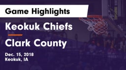 Keokuk Chiefs vs Clark County  Game Highlights - Dec. 15, 2018