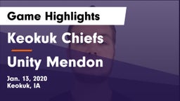 Keokuk Chiefs vs Unity Mendon Game Highlights - Jan. 13, 2020