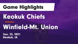 Keokuk Chiefs vs Winfield-Mt. Union  Game Highlights - Jan. 23, 2021