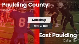 Matchup: Paulding County vs. East Paulding  2016