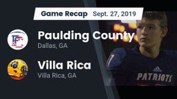 Recap: Paulding County  vs. Villa Rica  2019