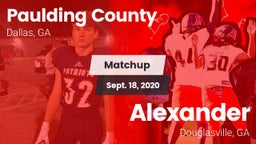 Matchup: Paulding County vs. Alexander  2020