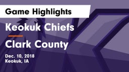 Keokuk Chiefs vs Clark County  Game Highlights - Dec. 10, 2018
